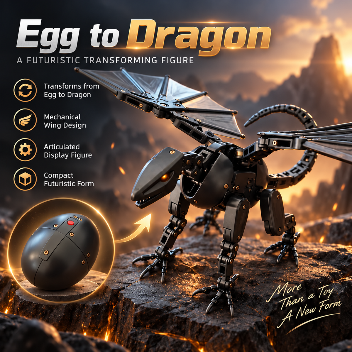🥚🐉 DragonMorph – Egg to Dragon Transforming Mechanical Toy