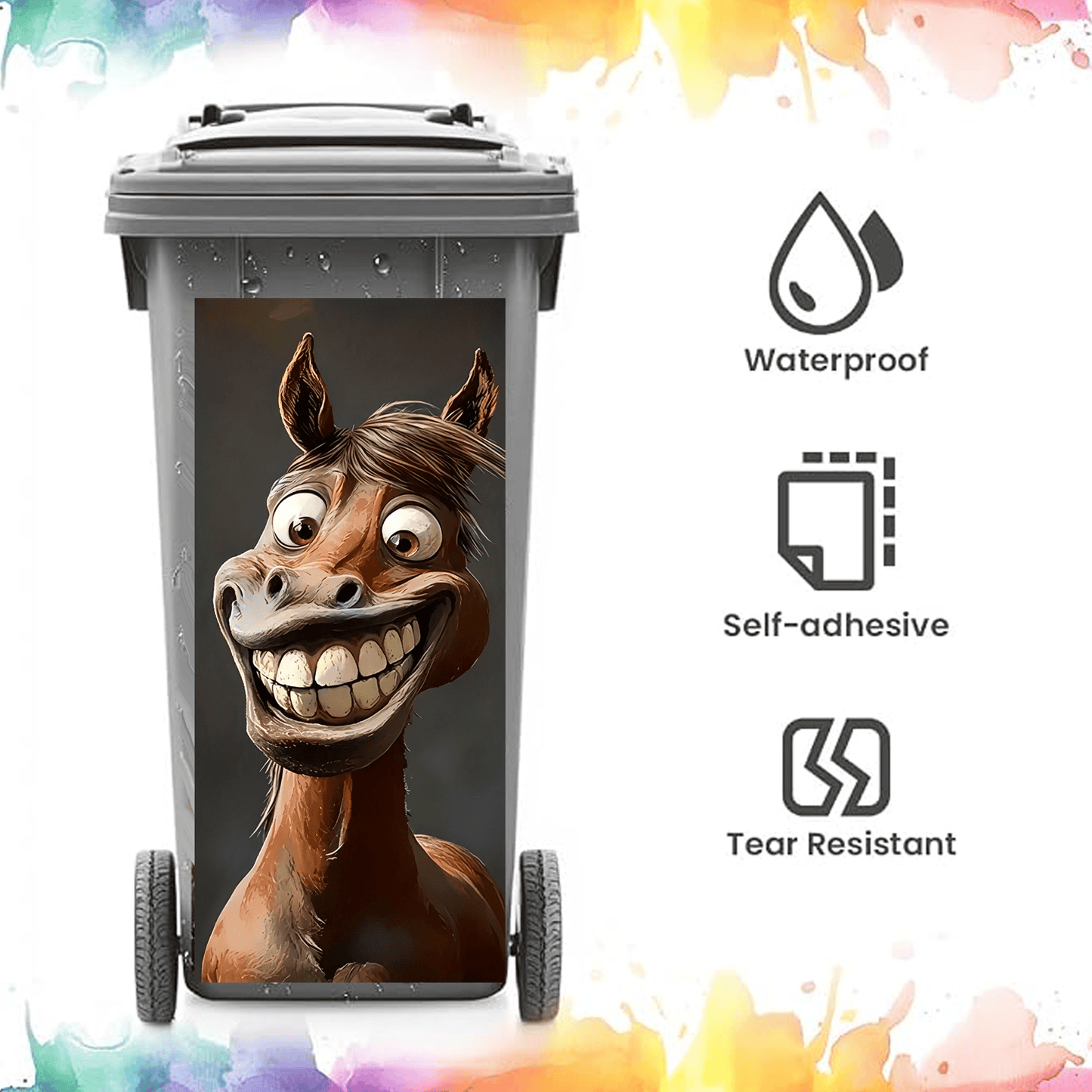♻️Creative Trash Can Sticker with Colourful Cartoon