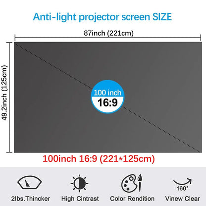 4K Anti-Ambient Light Projector Screen | Foldable Home Theater Screen
