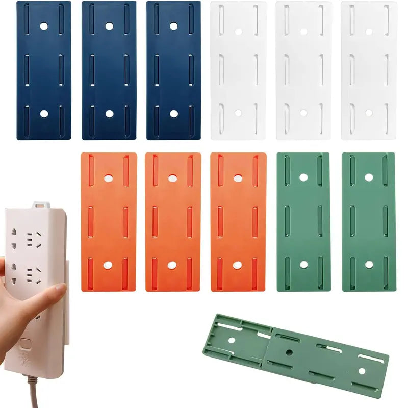 Ten adhesive holder pieces in multiple colors