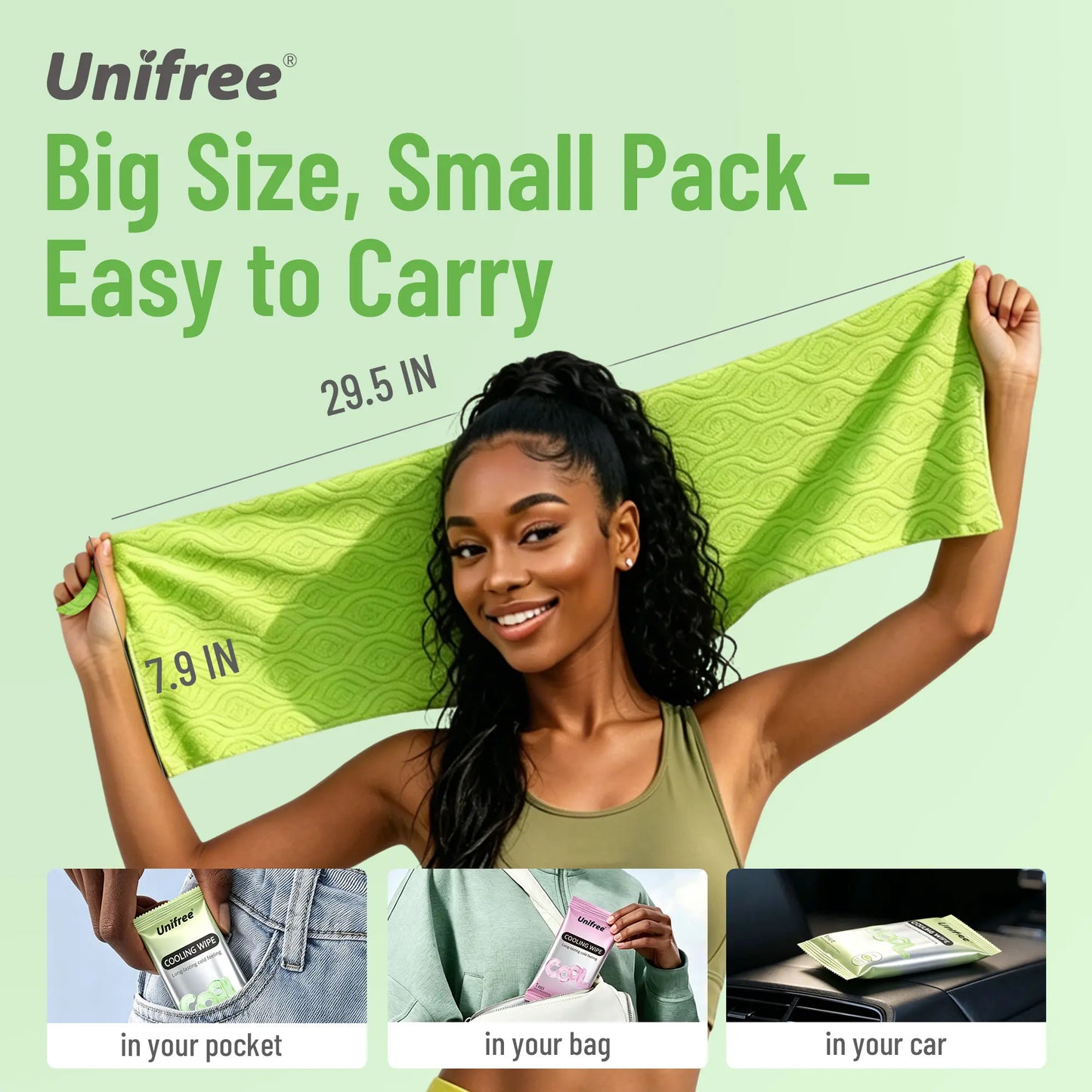 Unifree Cooling Towels & XL Menthol Cooling Wipes, Instant & Long Lasting Cooling Relief for Hot Weather & Summer Heat, Outdoor, Long Drives, Game day & Beach