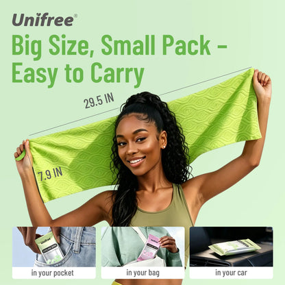 Unifree Cooling Towels & XL Menthol Cooling Wipes, Instant & Long Lasting Cooling Relief for Hot Weather & Summer Heat, Outdoor, Long Drives, Game day & Beach