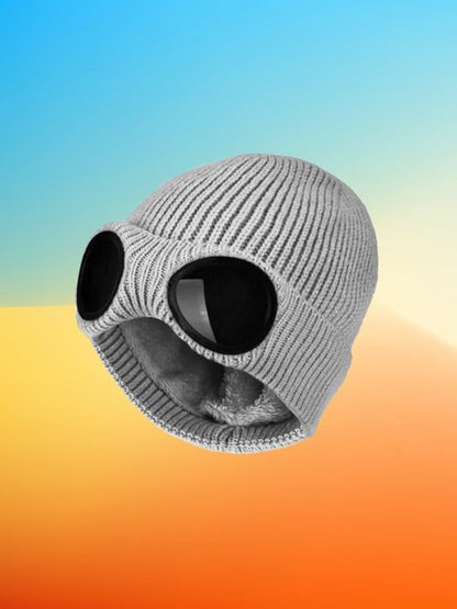 ⚡Unisex Solid Color Goggle Lens Design Beanie Hat