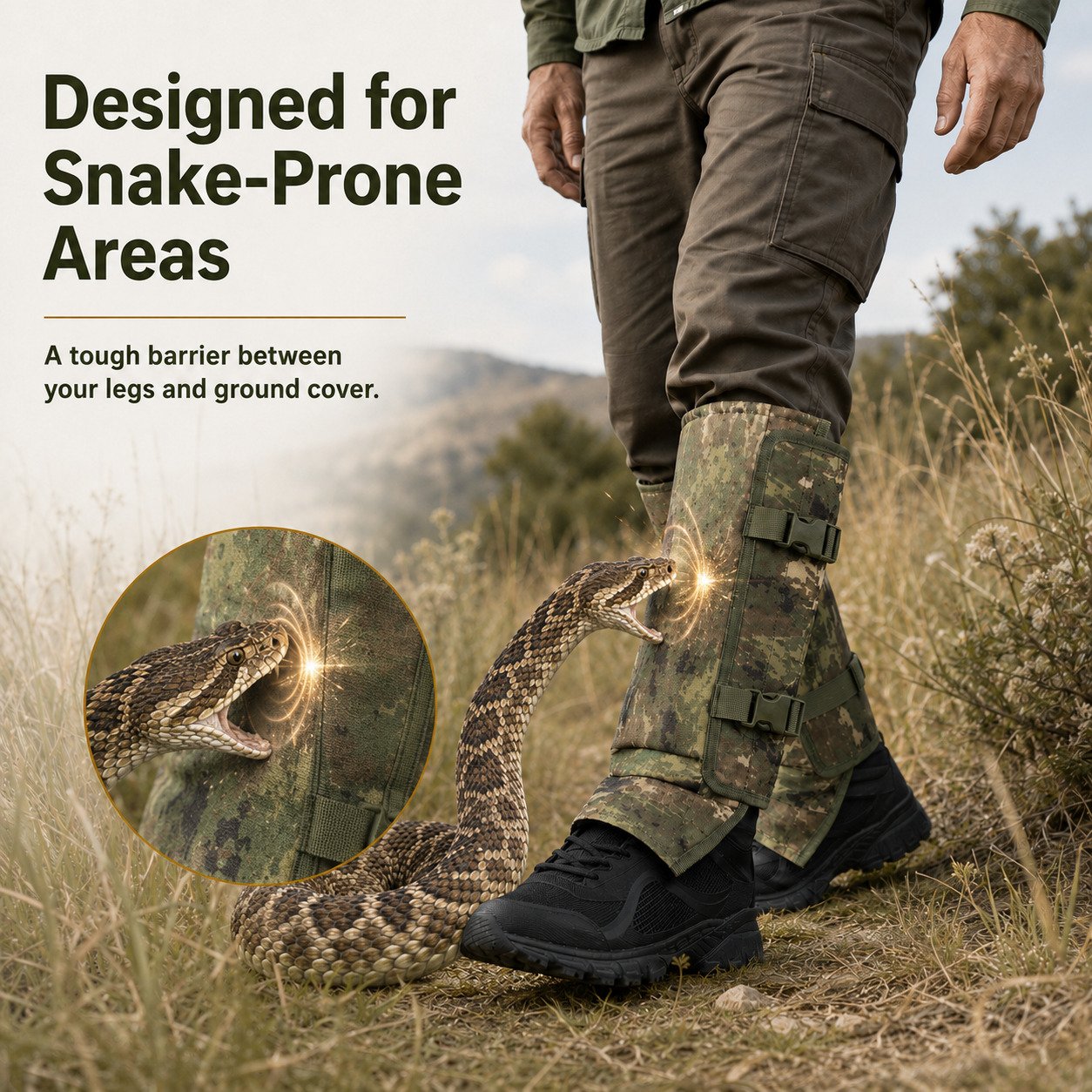 🐍 Snake-Resistant Leg Gaiters – Adjustable, Abrasion-Resistant for Hunting & Hiking