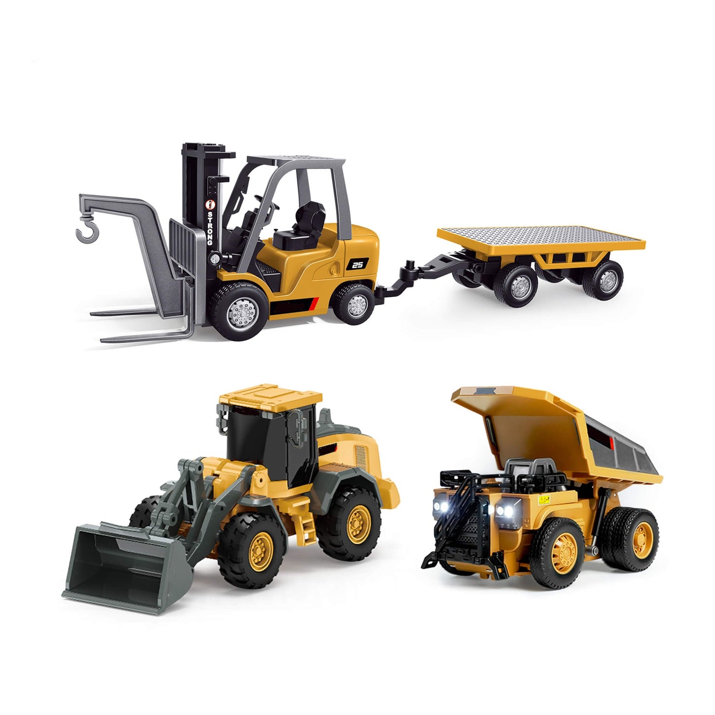 RC Construction Vehicle Toy Set with Excavator, Dump Truck, Forklift & Bulldozer