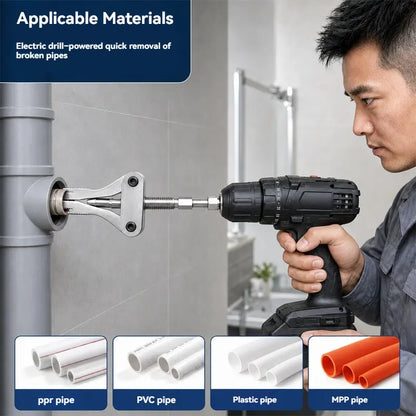 3-in-1 Broken Pipe Thread Extractor – 1/2", 3/4" & 1" Drill-Powered Nipple Remover