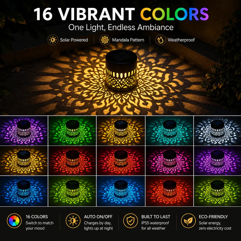 ✨Solar Mandala Wall Light | Outdoor Garden Fence Projector Lamp 🪐