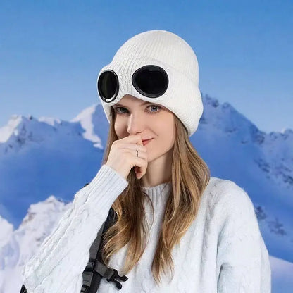 ⚡Unisex Solid Color Goggle Lens Design Beanie Hat