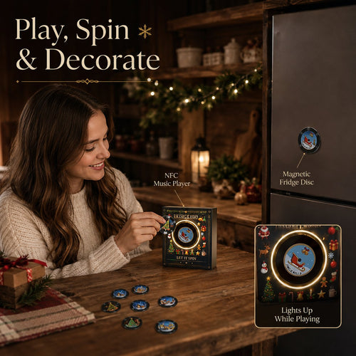 🎄 Mini Christmas Vinyl Music Player – 9 Records, Lights & Spinning Design