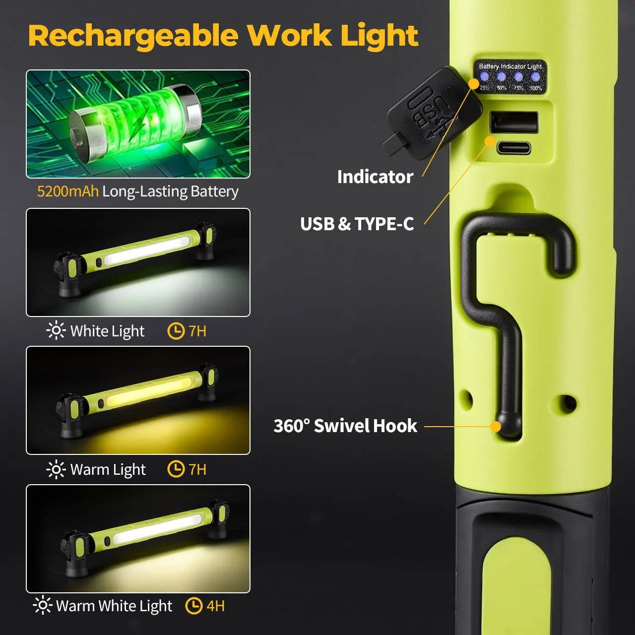 🔧 Under Hood Light Bar – 3000LM Magnetic LED, Cordless Rechargeable, Father's Day Gift