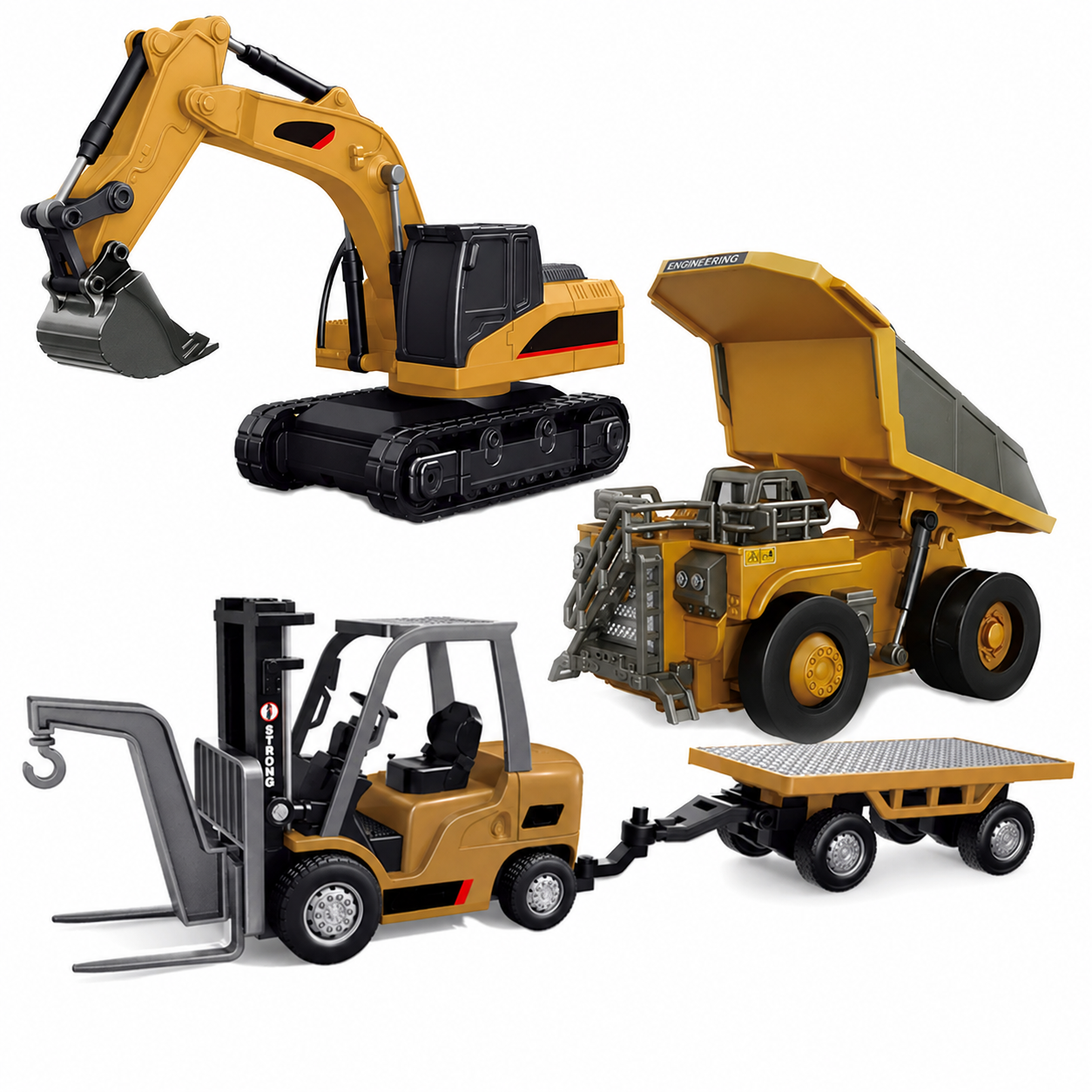 RC Construction Vehicle Toy Set with Excavator, Dump Truck, Forklift & Bulldozer