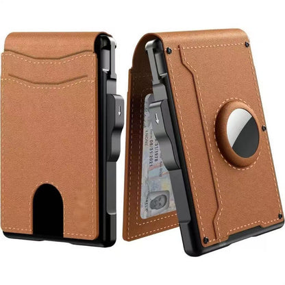 ✨New Wallet for Men - Pop Up Case, Cash Slot, and Credit Card Slot - Aluminum Wallet with RFID Blocking, Minimalist Leather Wallet Front Pocket with ID Window