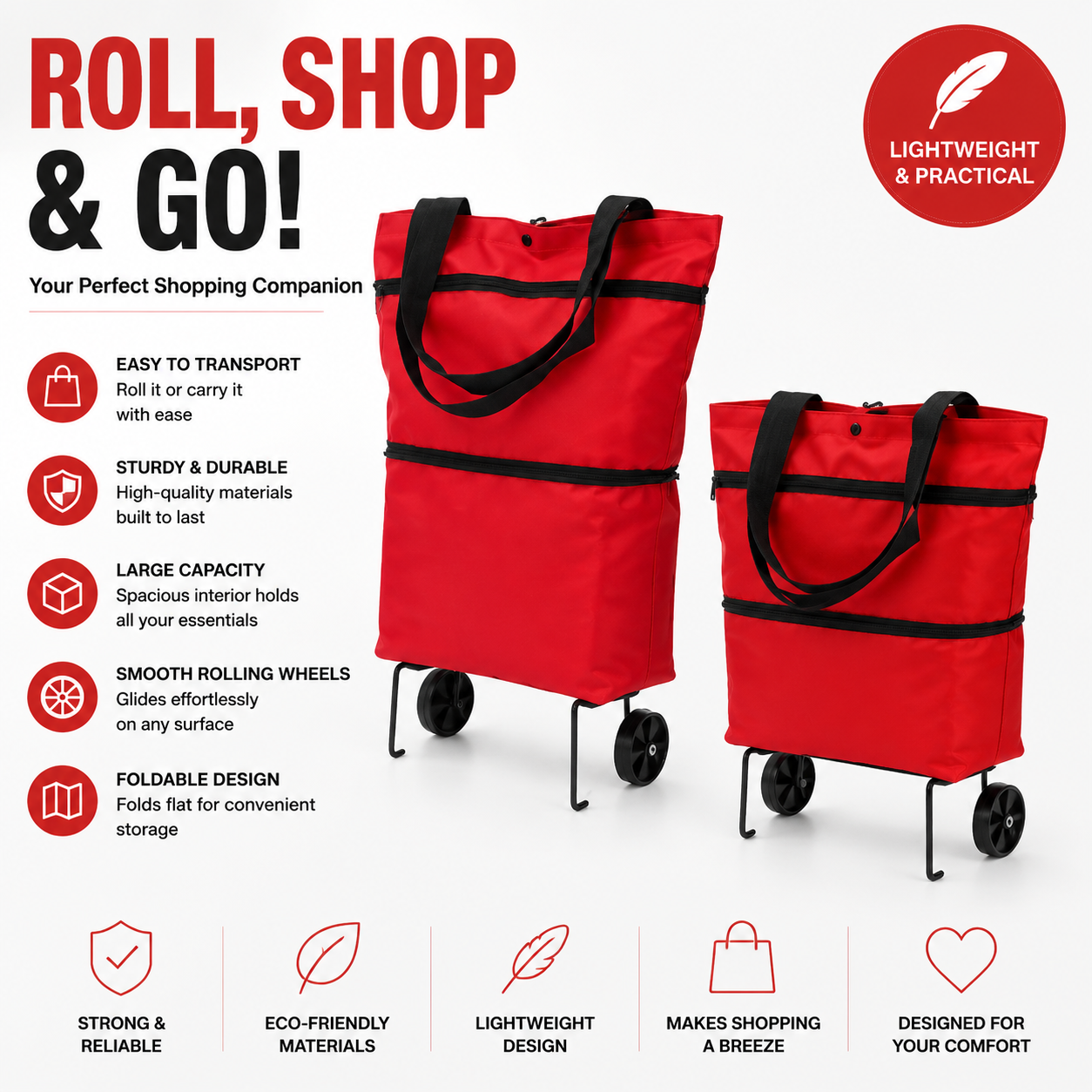⚡LAST DAY-50% OFF🔥 2 in 1 Foldable Shopping Cart
