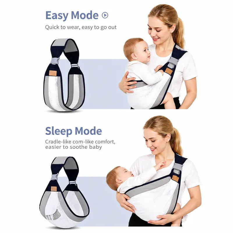 Adjustable One-Shoulder Baby Sling Carrier – Breathable Mesh & All-Season Hip Seat