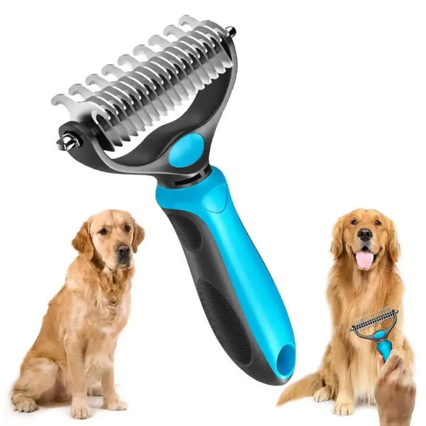 🎁Double-Sided Pet Rake – Deshedding Tool for Dogs & Cats 🐶🐱