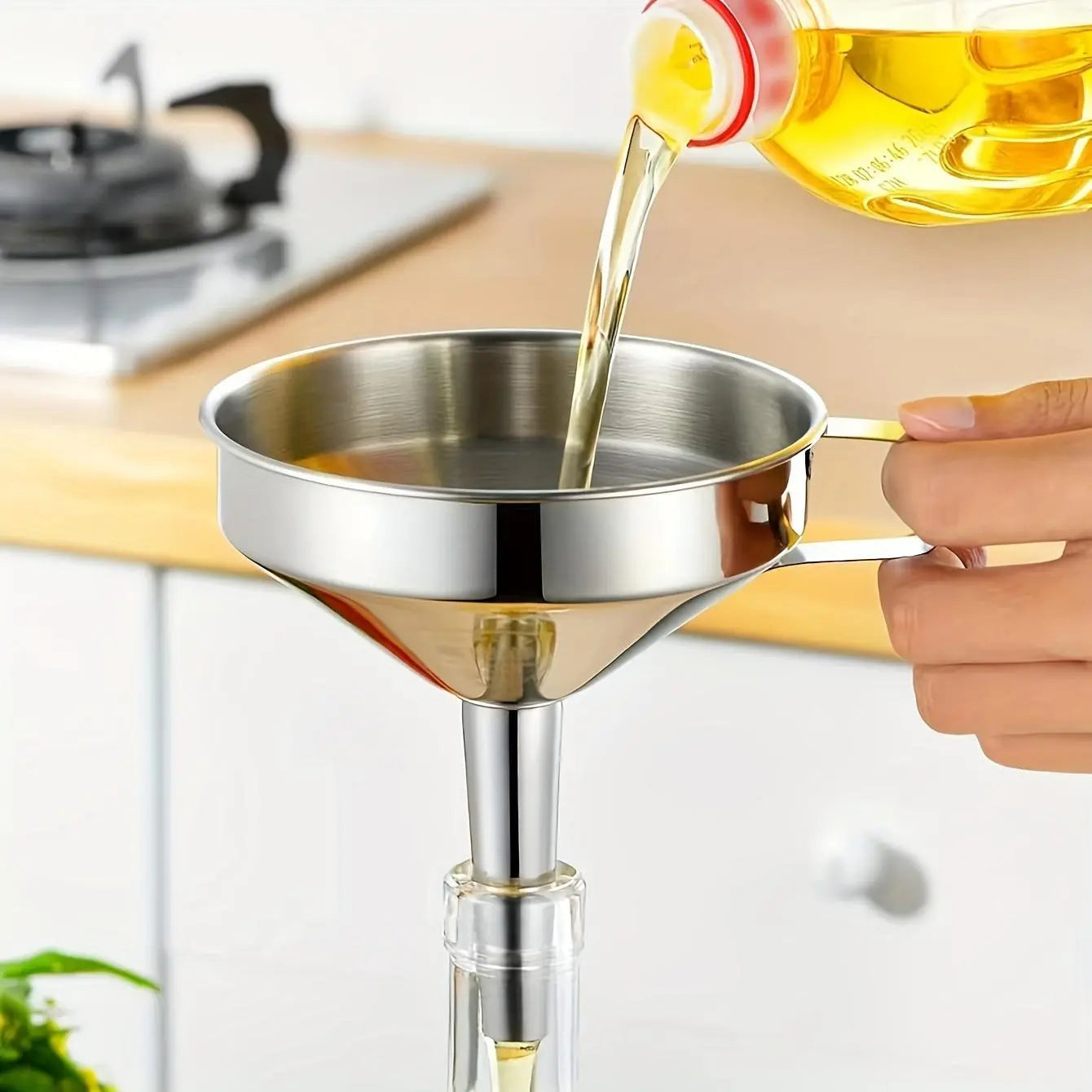 🔩 Stainless Steel Funnel – Rust-Proof, Multi-Size, Kitchen Essential