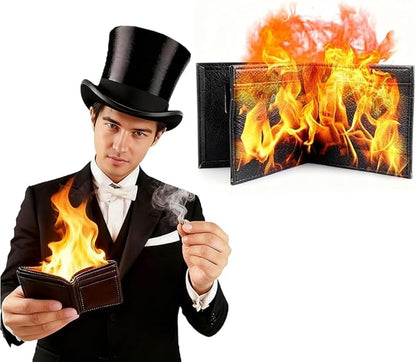 Flaming Wallet Magic Trick Flame Street Show Prop Fire Wallet,Magician Wallets, Close-up Magic, Props, Professional Cool Tricks
