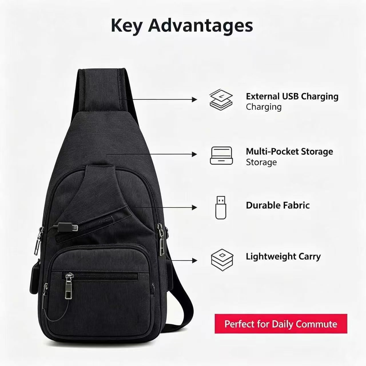 Men's Waterproof Oxford Sling Chest Bag for Travel & Daily Use