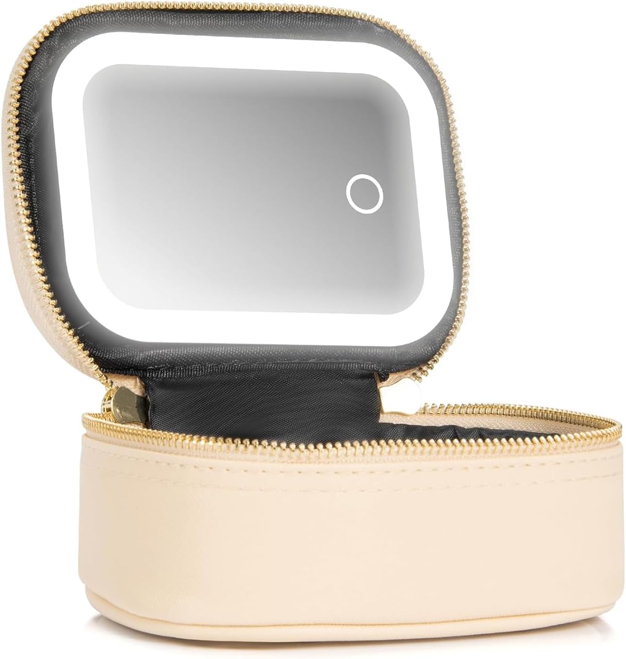 Mini Makeup Bag with Led Mirror, Small Travel Make up Bag 3 Light Modes Adjustable Brightness