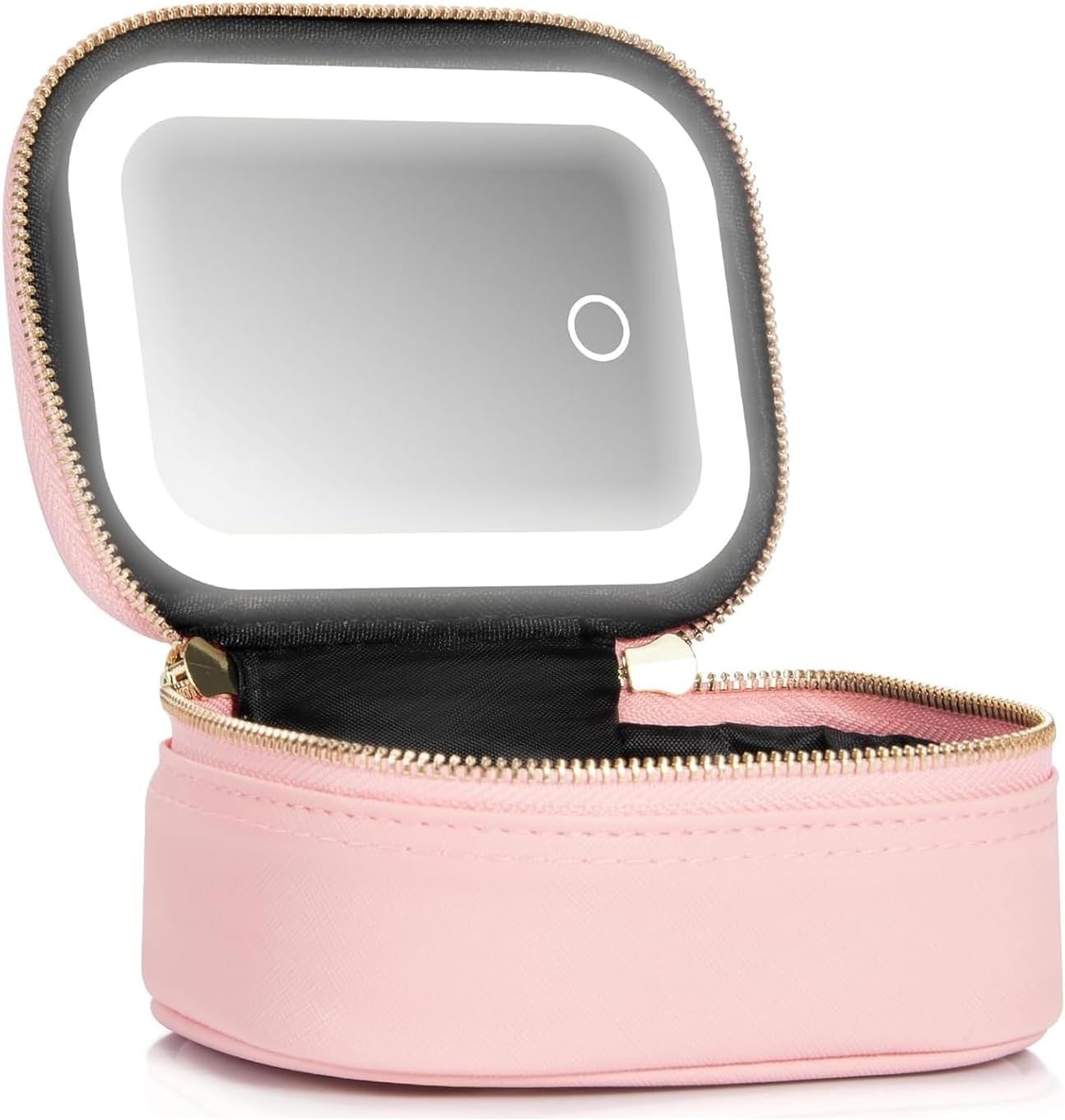 Mini Makeup Bag with Led Mirror, Small Travel Make up Bag 3 Light Modes Adjustable Brightness
