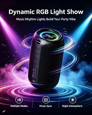 ZEALOT M2 Portable Bluetooth Speaker | 360° Surround HIFI Sound, RGB Lights, 1800mAh Battery, Outdoor Wireless Speaker