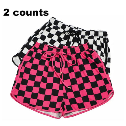 Znacicc Women's Checkered Casual Shorts with Pockets