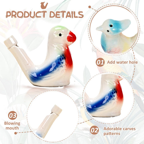 🐤 Ceramic Water Bird Whistle – Handcrafted, Realistic Chirping, Add Water to Sing (3PCS Set)