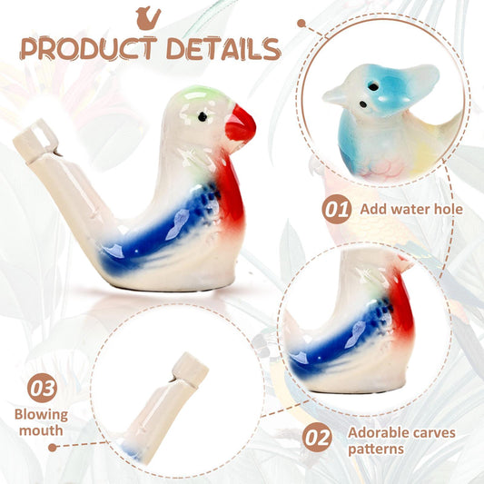 🐤 Ceramic Water Bird Whistle – Handcrafted, Realistic Chirping, Add Water to Sing (3PCS Set)
