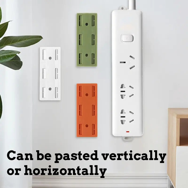 Power strip holder shown in white green and orange