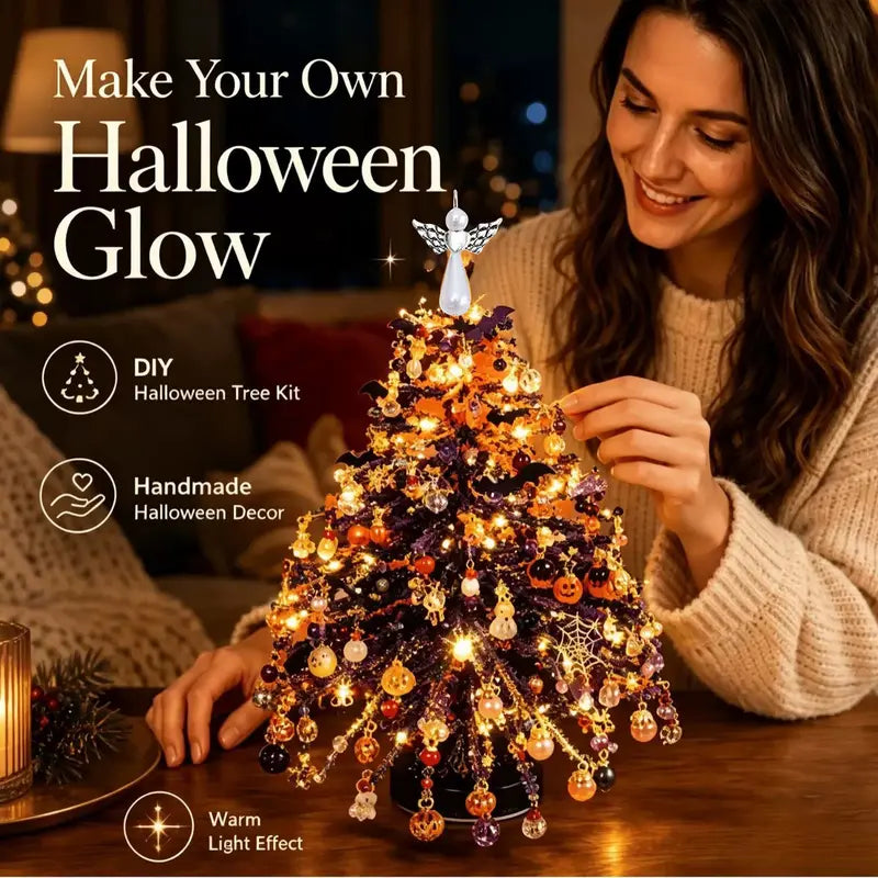 DIY Beaded Christmas Tree Kit with Lights – Handmade Crystal Holiday Decor