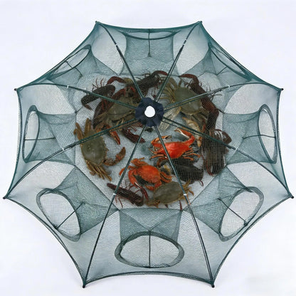 🎣 Foldable 6-Hole Fishing Bait Trap | Crab, Crawfish & Minnow Net