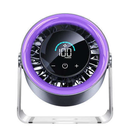 🔥Coolhill Desktop Fan Turbo Table Fan Travel Vacation Essentials for Office 100-Speed Digital Display Low Noise Rechargeable Battery Dual Adjustment Modes Quiet Cooling Quiet Desk Fan Portable