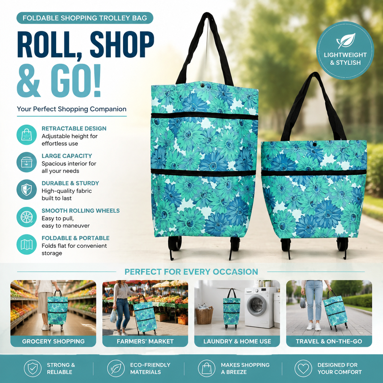 ⚡LAST DAY-50% OFF🔥 2 in 1 Foldable Shopping Cart