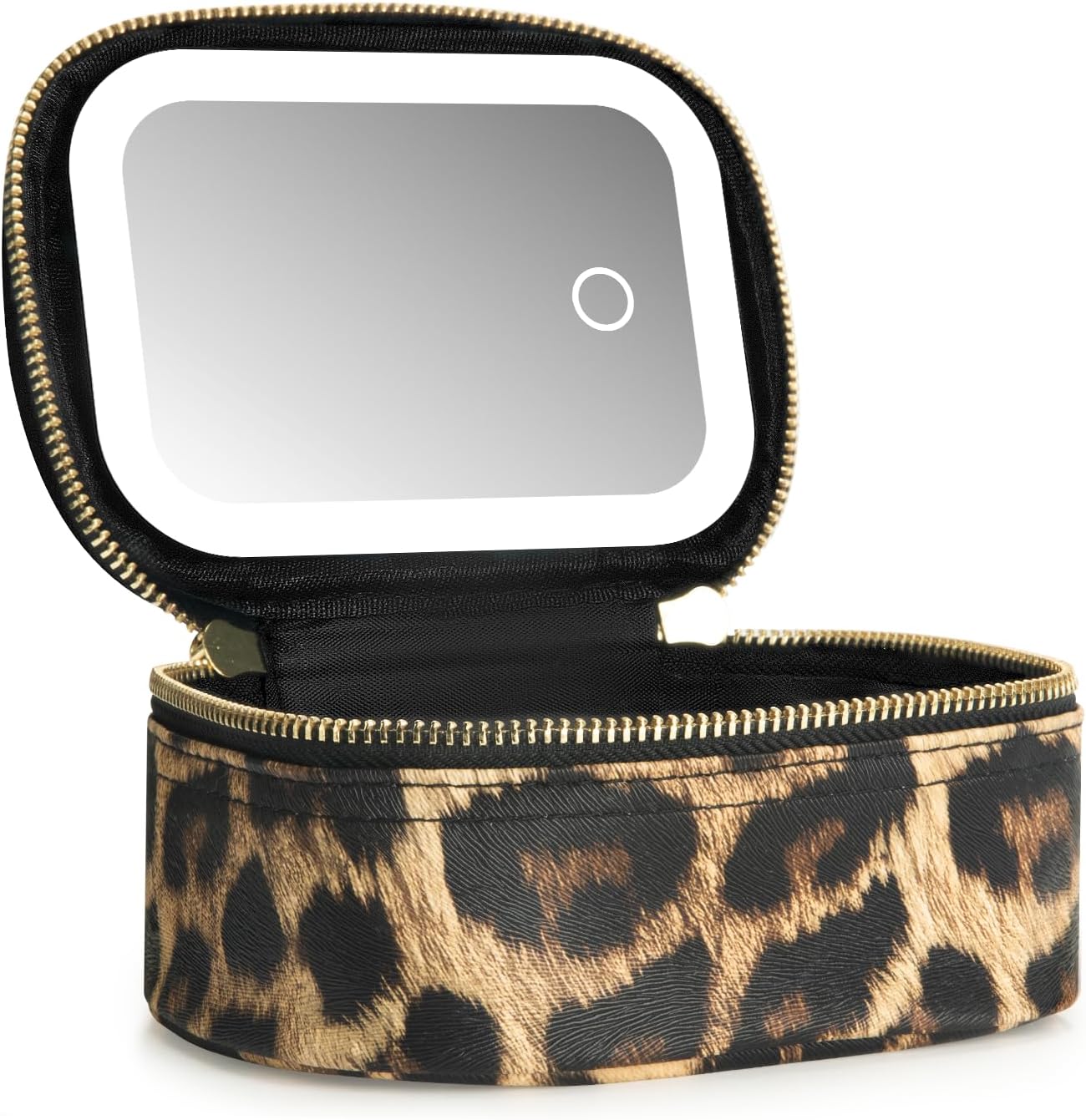 Mini Makeup Bag with Led Mirror, Small Travel Make up Bag 3 Light Modes Adjustable Brightness