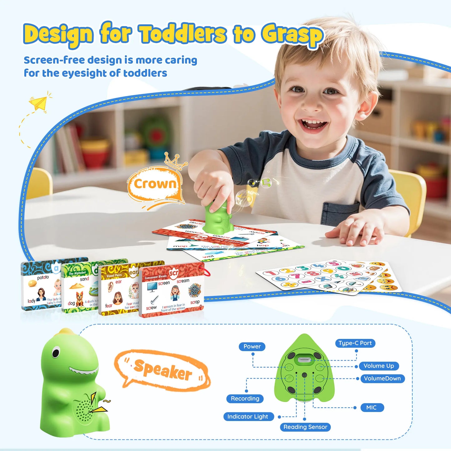 Dinosaur Talking Flash Cards - Montessori Learning Set
