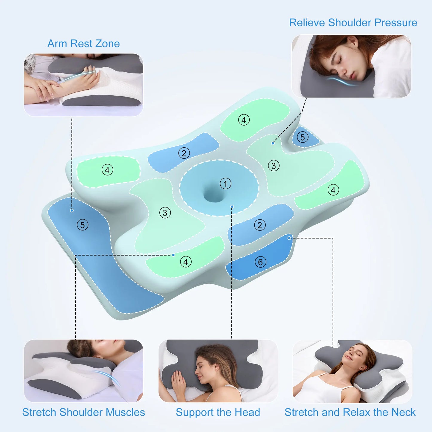 VIPfree Adjustable Ergonomic Memory Foam Neck Pillow