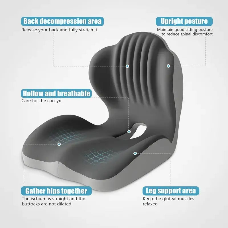 🔥Memory Foam Seat Cushion – Lumbar Support, Back Pain Relief, Pressure Reduction