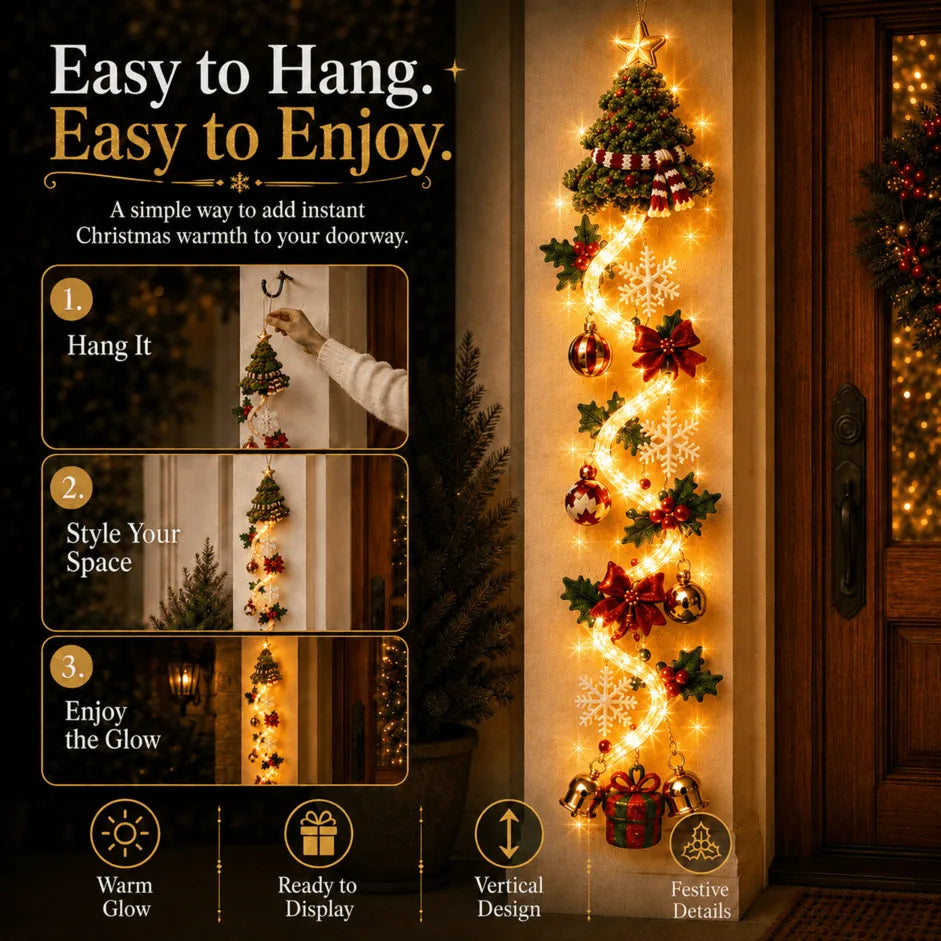 ⚡Light-Up Christmas Door Hanger – 6 Festive Designs with Warm Holiday Glow