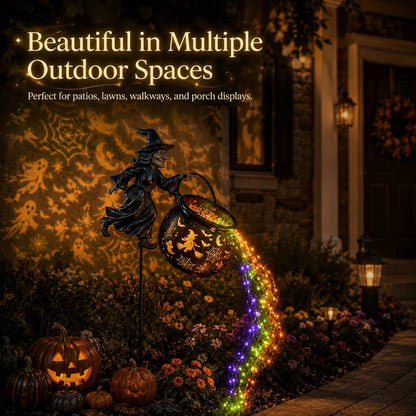 🧙‍♀️ Solar Witch Garden Stake Lights – Halloween Outdoor Decor with Magical Flowing LED Light | Waterproof Auto ON/Off Yard Decoration