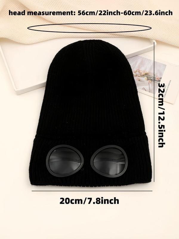 ⚡Unisex Solid Color Goggle Lens Design Beanie Hat