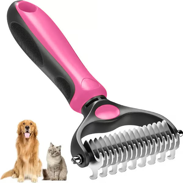 🎁Double-Sided Pet Rake – Deshedding Tool for Dogs & Cats 🐶🐱