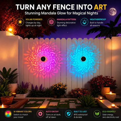 ✨Solar Mandala Wall Light | Outdoor Garden Fence Projector Lamp 🪐