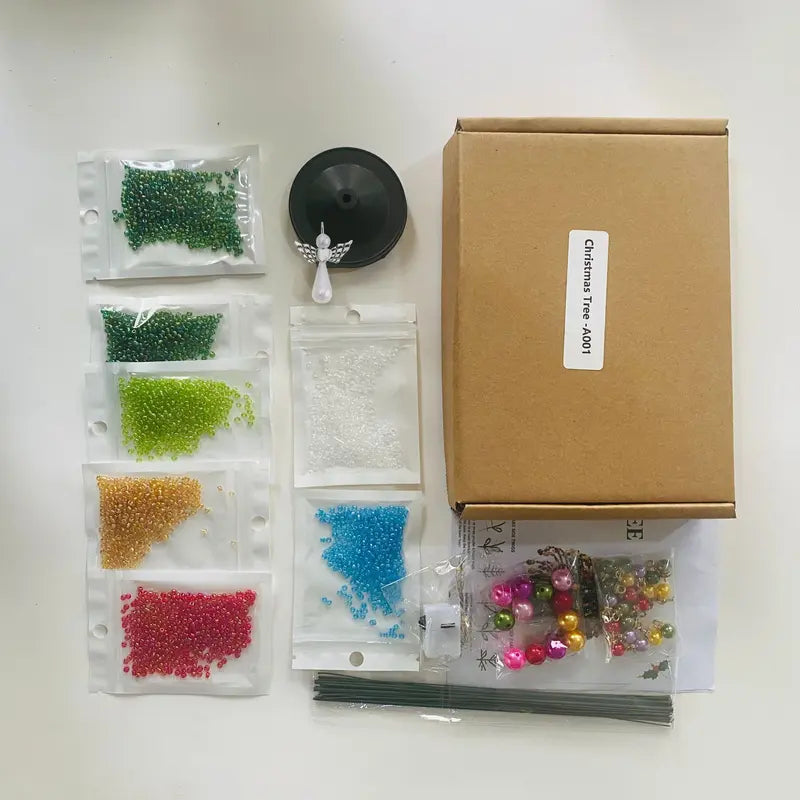DIY Beaded Christmas Tree Kit with Lights – Handmade Crystal Holiday Decor