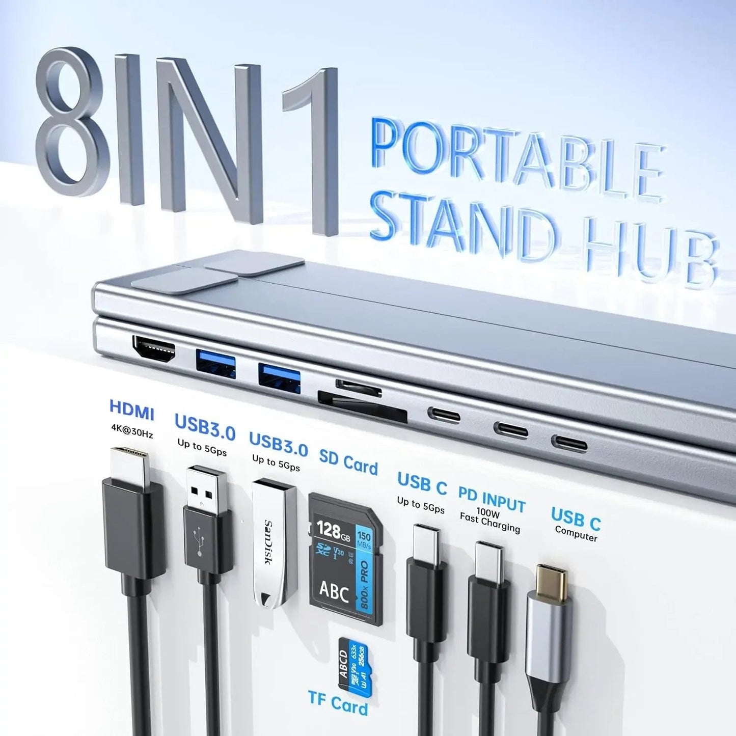 🔥Limited-time discount of 49%🔥8-in-1 USB-C Laptop Stand — with Multifunctional Docking Station💻