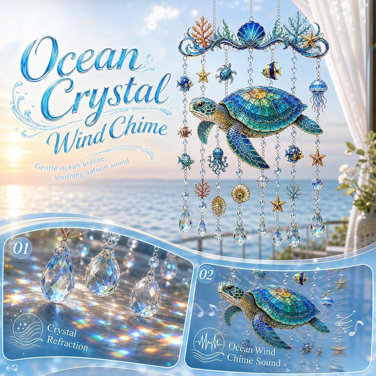 Ocean-Themed Crystal Wind Chime