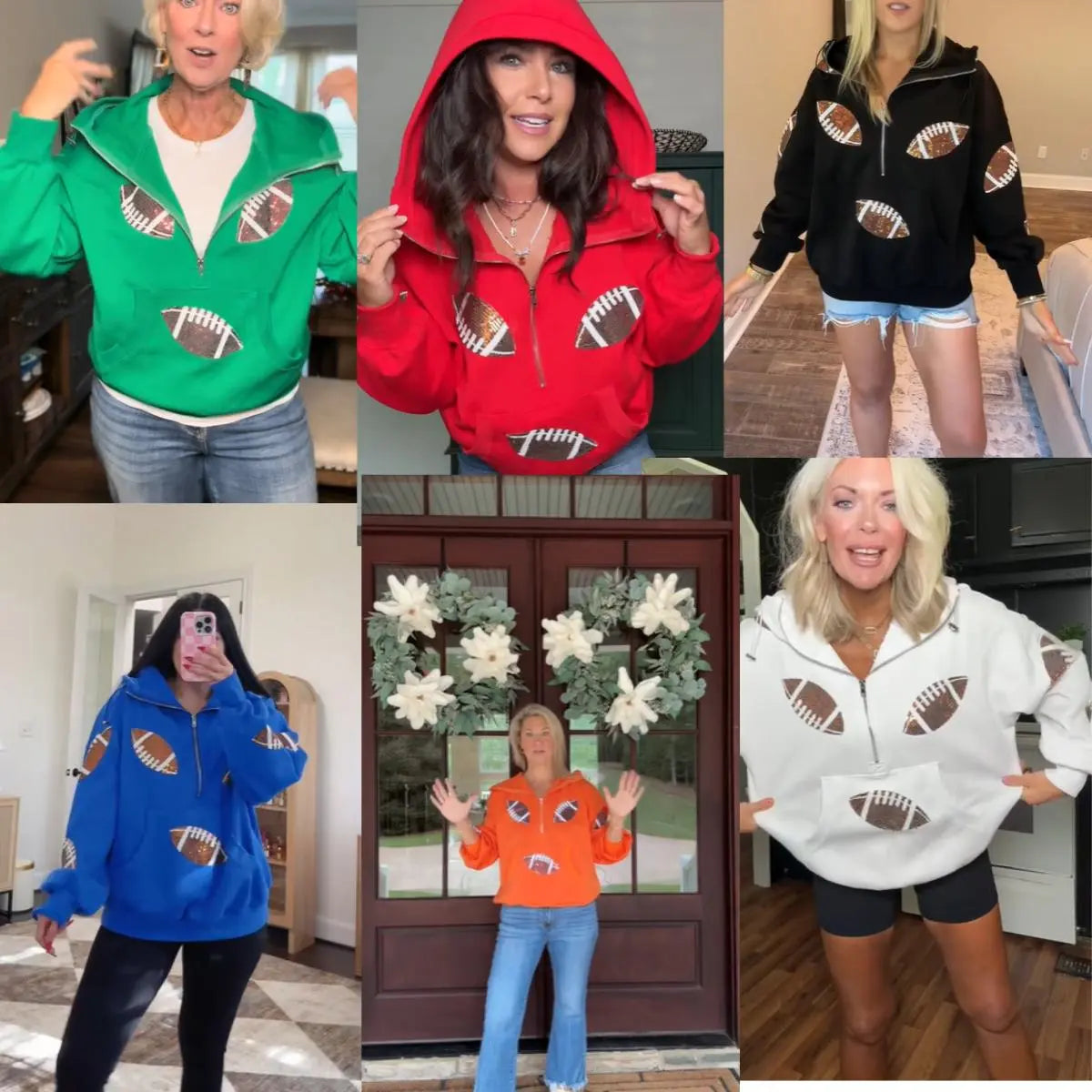 Ommig Women's Oversized Game Day Hoodie with Sequins