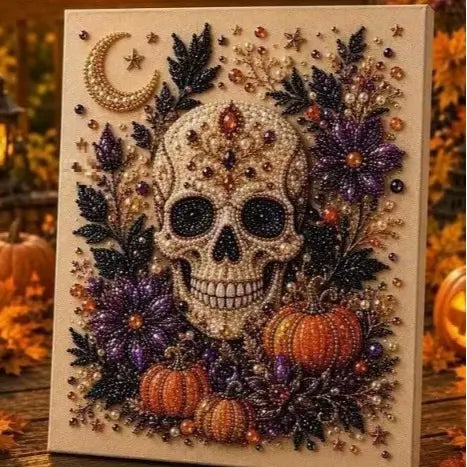 Spooky-Cute Ghost Pearl Art DIY Kit – 8" × 8" Halloween Diamond Painting