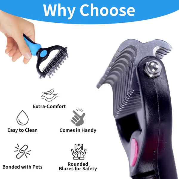 ✨ Double-Sided Pet Rake – Deshedding Tool for Dogs & Cats 🐶🐱