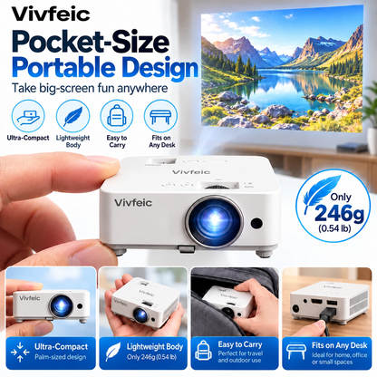 🎬 Portable Mini Projector 📽️ – 100' Big Screen, HDMI & USB, Remote Control Included