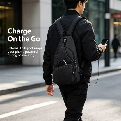 Men's Waterproof Oxford Sling Chest Bag for Travel & Daily Use